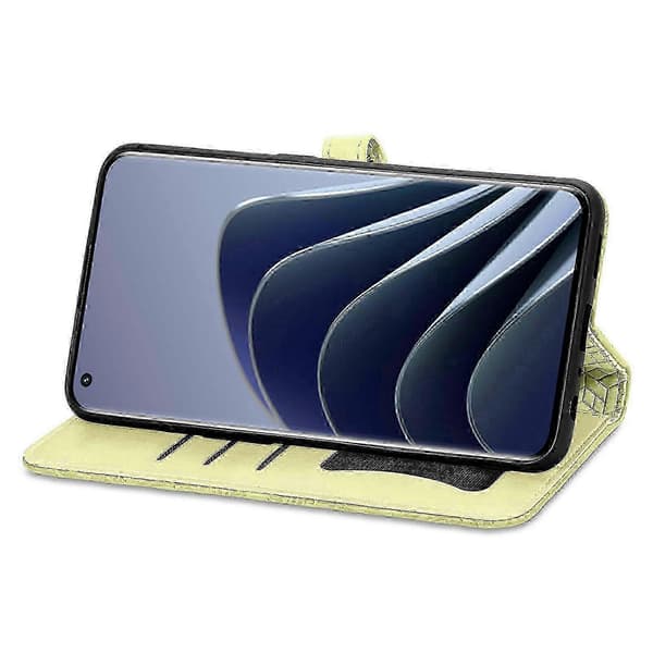 Etui til OnePlus 10 Pro 5G Prægede Vinger Mandala Læder Folio Fli... (Gul)