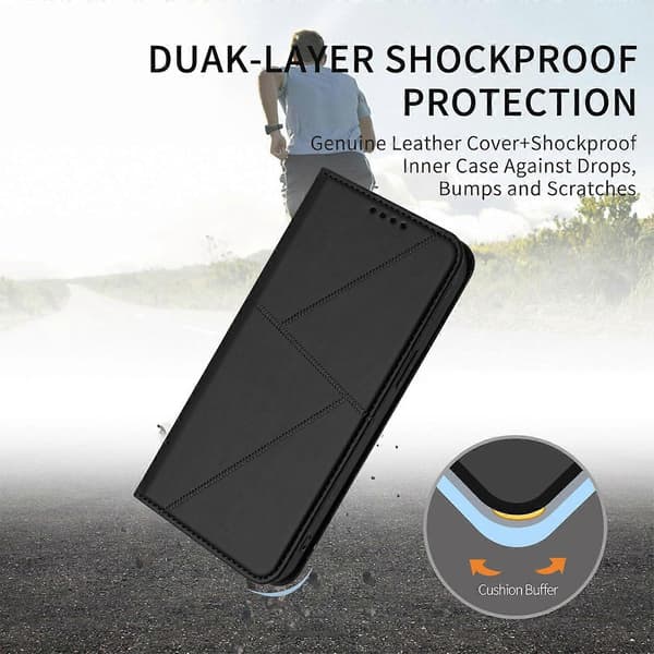 Compatible Wallet Case for iPhone 17 Pro Max, Magnetic Closure, Leather Flip Phone Case with Stand (Black)