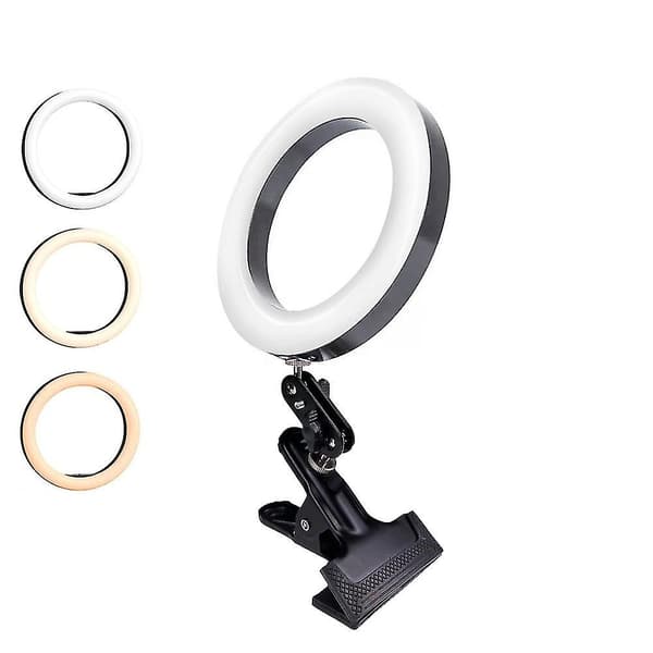 Selfie Ring Light Lampe Fyldlys Ringlys Med Klips Til Youtube Live Streaming Studio Video Led Dæmpbar Fotografering