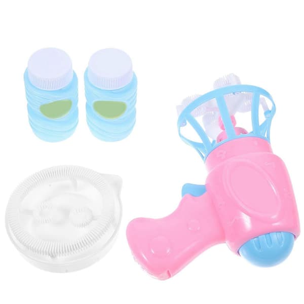 1 pc Automatic Bubble Toy Electric Fan Bubble with Bubble Water for Kids (Pink)