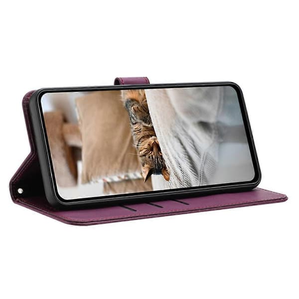 Etui til iPhone 16 Plus med rem, katteprint, læderpung (stil F)