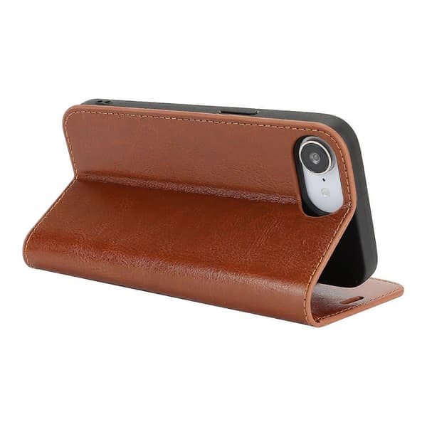 Case for iPhone 16e Crazy Horse Texture Split Leather Wallet Phone Case (Light Brown)