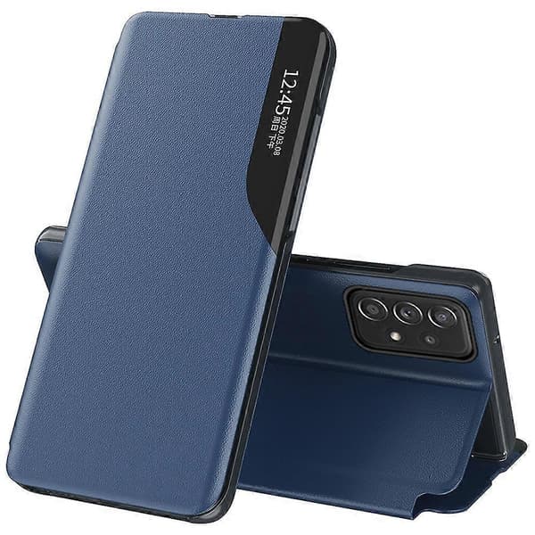 For Samsung Galaxy A53 5G View Window Anti-fall PU Leather Flip Folio Phone Case (Blue)