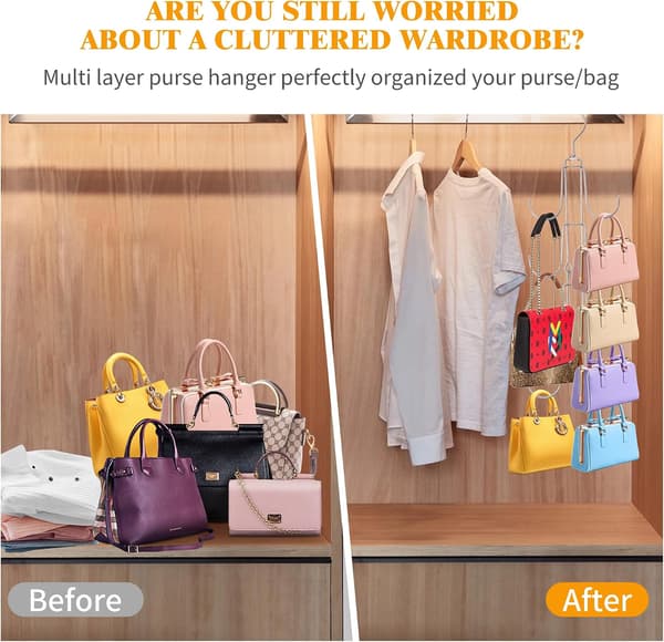 Simple Handbag Hook Closet Storage Rack, 4-Tier Hanging Bag Rack
