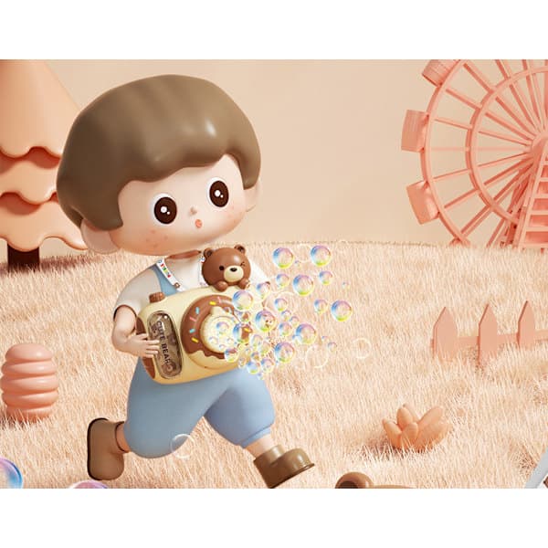 Eagle Stone Easter Bunny Bubble Machine, Kids Camera Bubble Machine, Automatic Bubble Machine with Light, Ribbon, 2 Bubble Water Brown_Super Gift