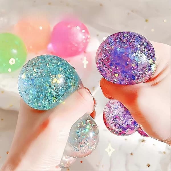 Glitter Maltose Squishy Legetøj 6Cm Tpr Til Stresslindring Sensorisk Leg Purple ball