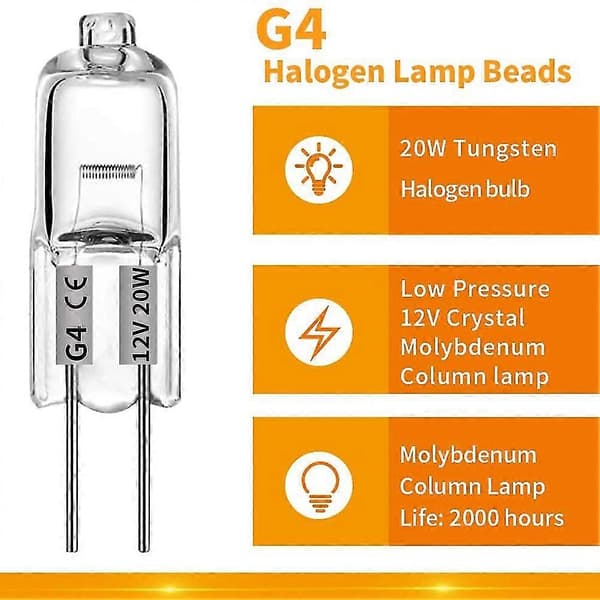 20 st G4 Halogenlampor, 20W 12V Halogenlampor