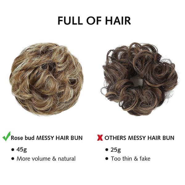 Hårstycken för kvinnor, hårknut, förlängning, uppsatt, lockig, rörig knut, scrunchie