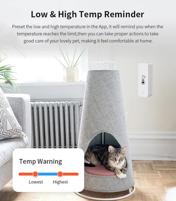 3-pack WiFi Temperature and Humidity Sensor: Wireless Temperature and Humidity Meter with App Alert, Smart Indoor Thermometer Hygrometer Compatible