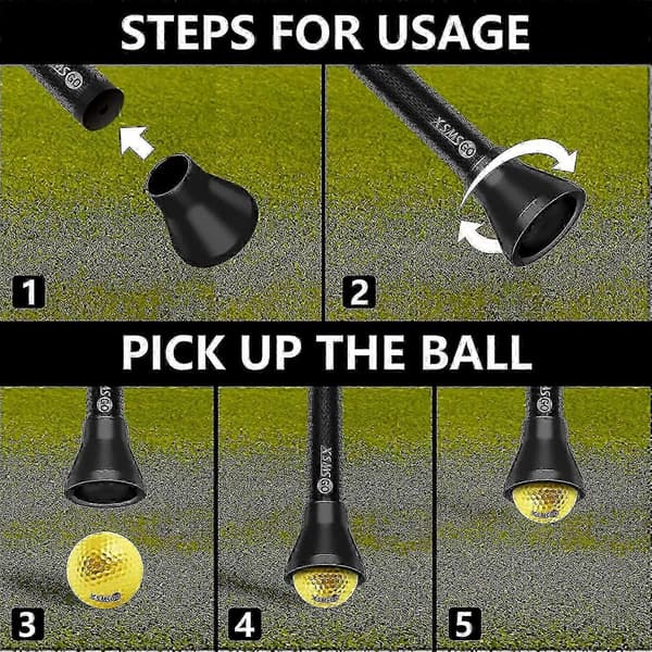 3 Pcs Golf Ball Pickers, Suction Cup for Picking Up Golf Balls, Suitable for Use with Putters and Golf Enthusiasts (Black)