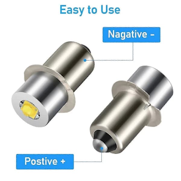 2PCS P13.5S DC6V-24V LED Upgrade Bulbs White Maglite Cell Flashlight 6500K 3W