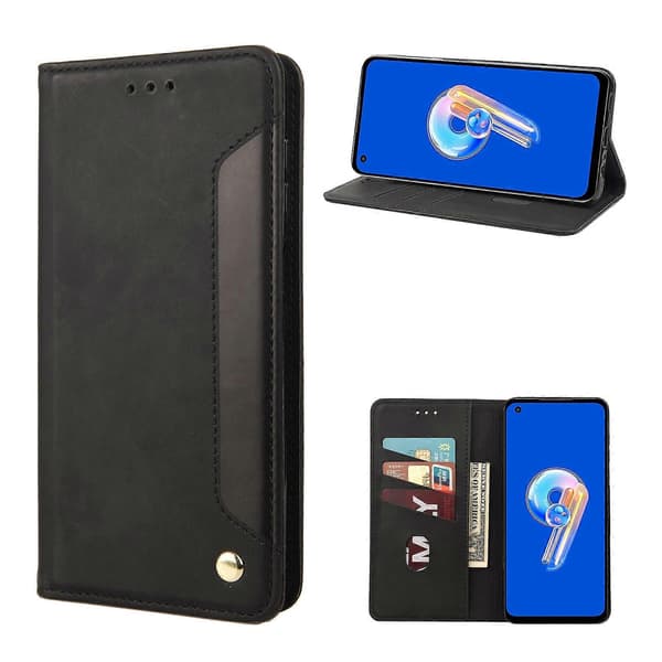 Til Asus Zenfone 9 Hudfølelse Splittet Læder Telefoncover (Sort)