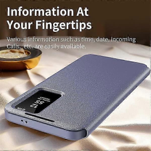 Compatible Case for Samsung Galaxy A56 5G with Card Holder Smart View Window Leather Phone Case (Grey)