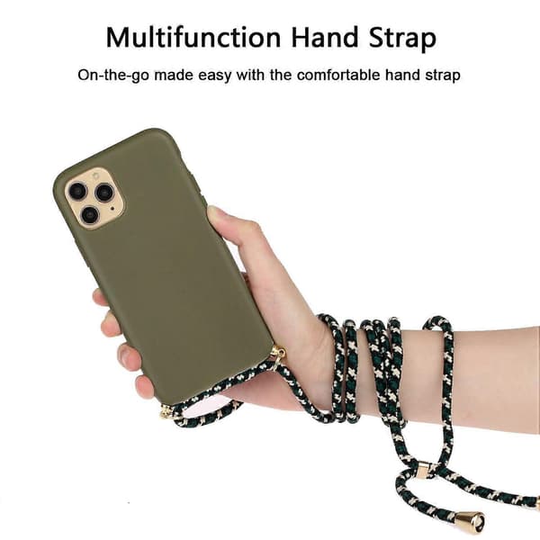 Wheat Straw + TPU Phone Case with Lanyard (For iPhone 15 Pro)