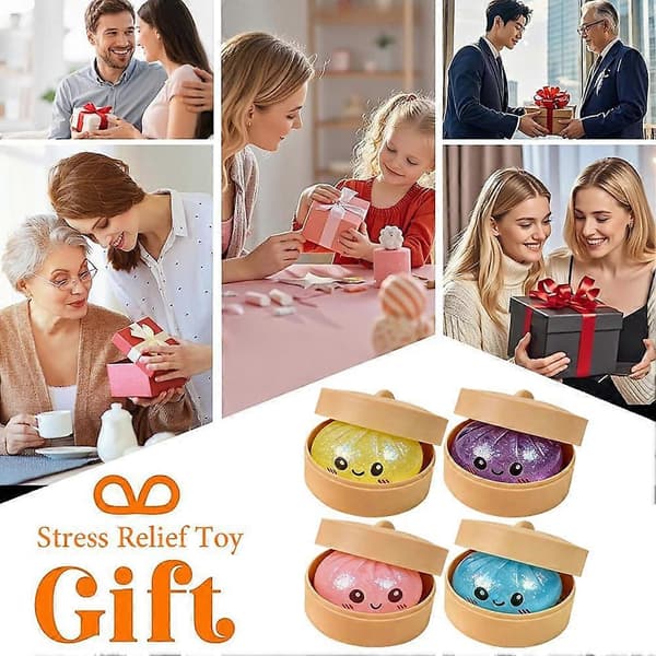 Glitter Dumpling Squishy Box Set Mjuk för Stresslindring Sensorisk Lek Present Purple
