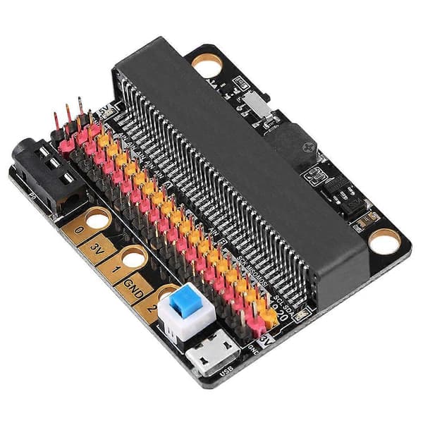 Micro-Bit udvidelseskort IOBIT V2.0 Breakout Adapter Shield med summer til børns Python grafikprogrammering black