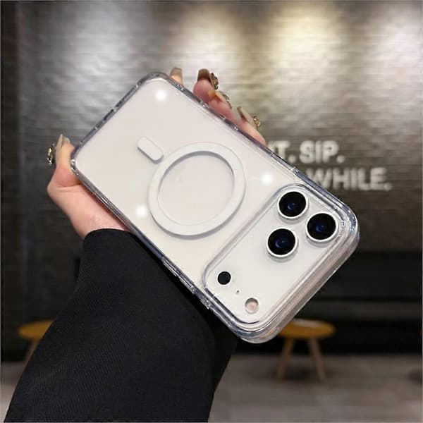 Original Magsafe Armor Case for iPhone 17 Air 16 15 14 13 12 Pro Max 17Pro Magnetic Wireless Charging Clear Acrylic Case (Clear, iPhone17)
