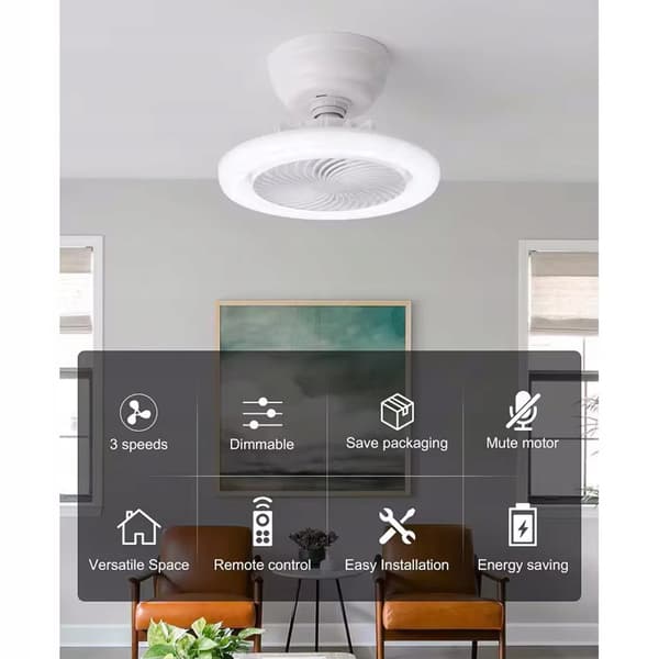 Ceiling fan with LED lighting and remote control – 360 degree rotation
