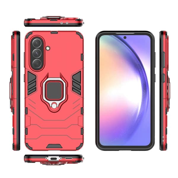 Case for Samsung Galaxy A56 5G PC+TPU Protective Phone Case with Ring Stand (Red)