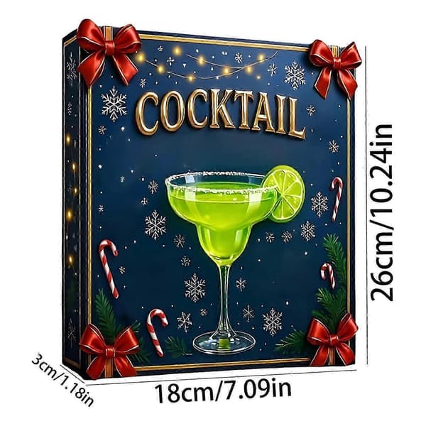 2026 Advent Cocktail 24 dage 2D Akryl Julepynt Nedtællingskalender