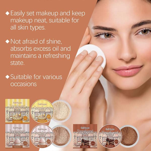 Oil Control and Not Easy to Remove Makeup Setting Powder 2 pcs Eelhope Setting Powder Series Baking Scent Light Clear