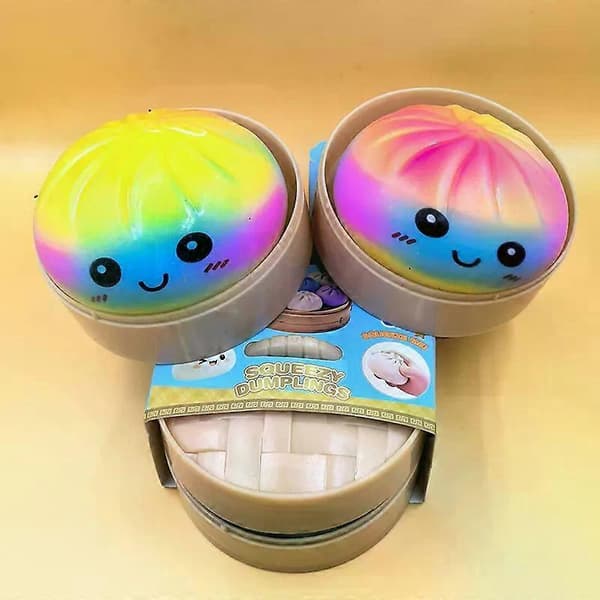 Dumplings Squishy, Glitter Dumpling Squishy, Mykeste Dumplings med Dampboks, Tilfeldig Farge, Ikke-Spiselig B