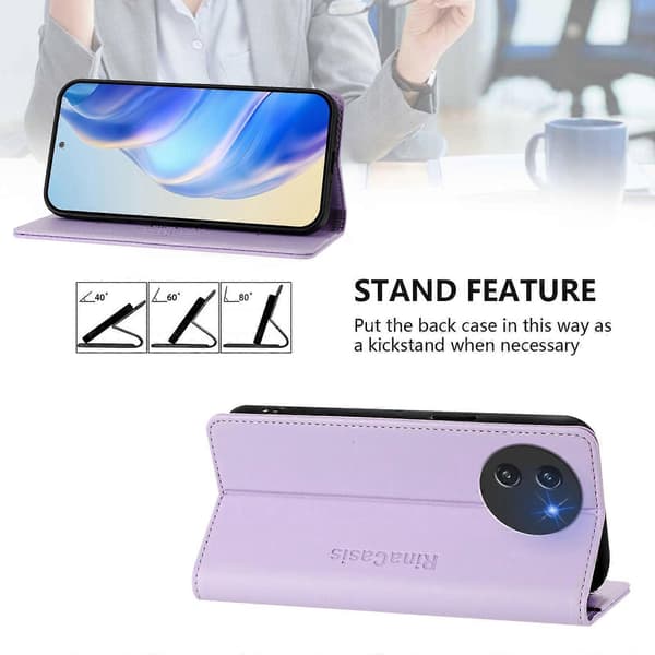 RC01 Dobbeltfoldet Magnetisk RFID-læderetui med sugekop (Til DOOGEE Note 59 / Note 59 Pro)