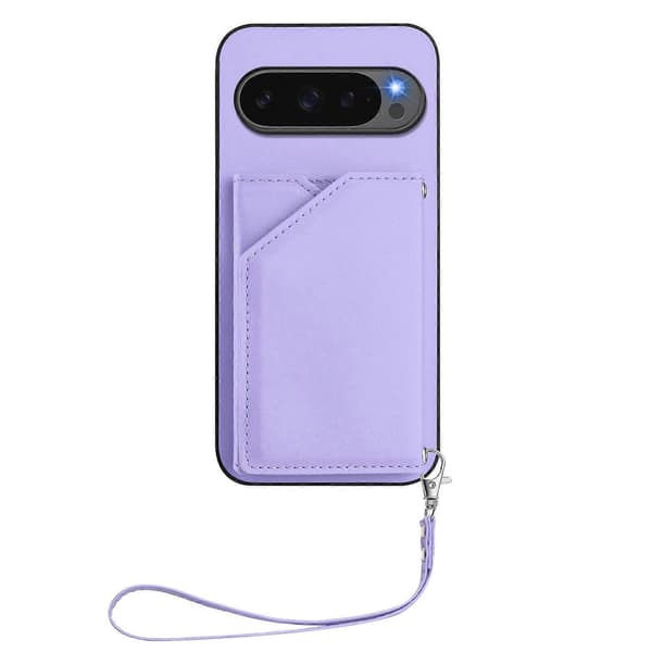 Etui med kortholder, stativ og håndleddsrem til Google Pixel 10 Pro XL (Lys lilla)