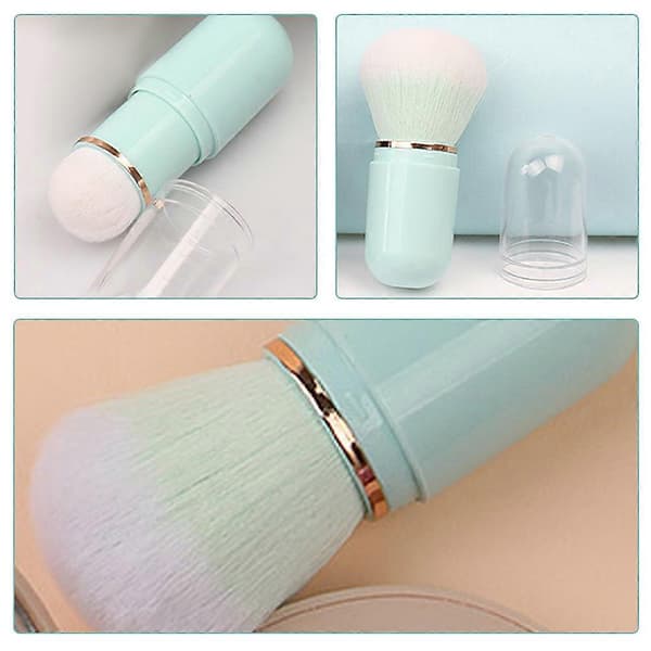 Retractable Makeup Brush Mini Blush Brush for Cleaning 2 Pcs Sky Blue Design