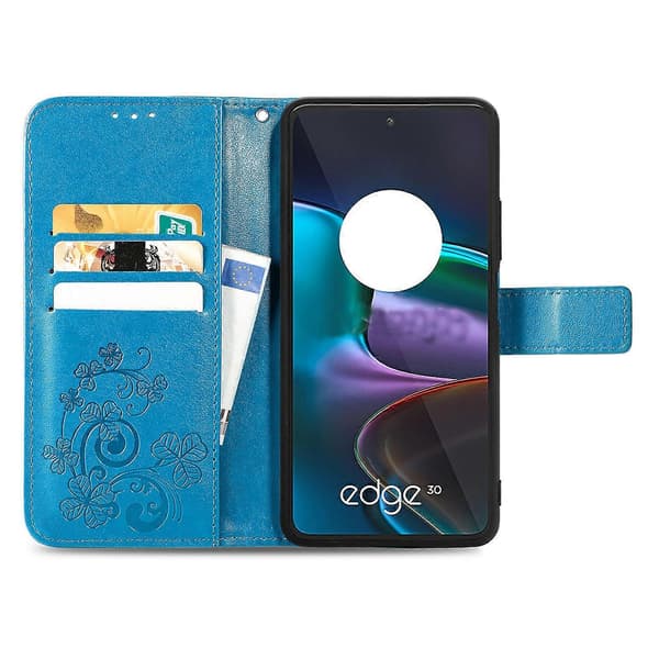 Läderfodral för Motorola Edge 30 (Blå)