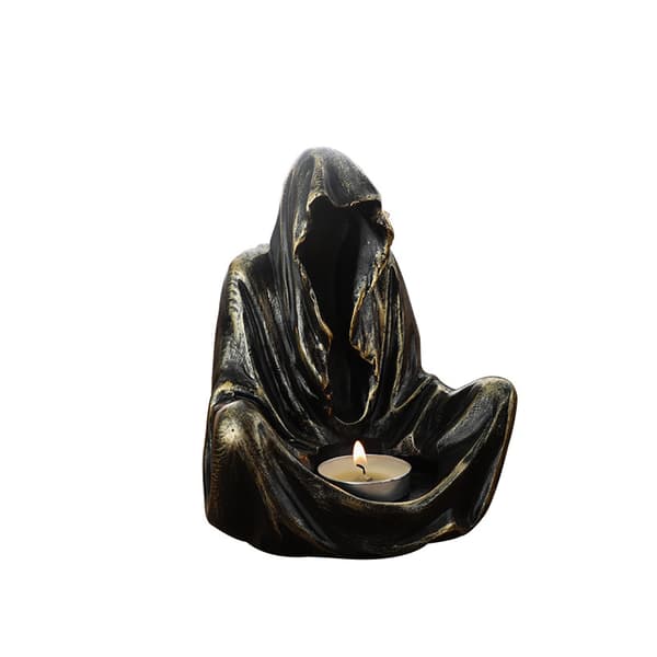 Candlestick - Black Ghost - Wizard - Death Gothic - Decorative Sculpture Statues Art Resin Decorations (B)