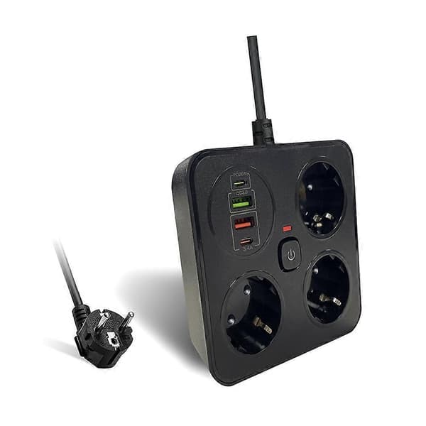 3AC-udtag Multitap-strømskinne EU-stik B Black