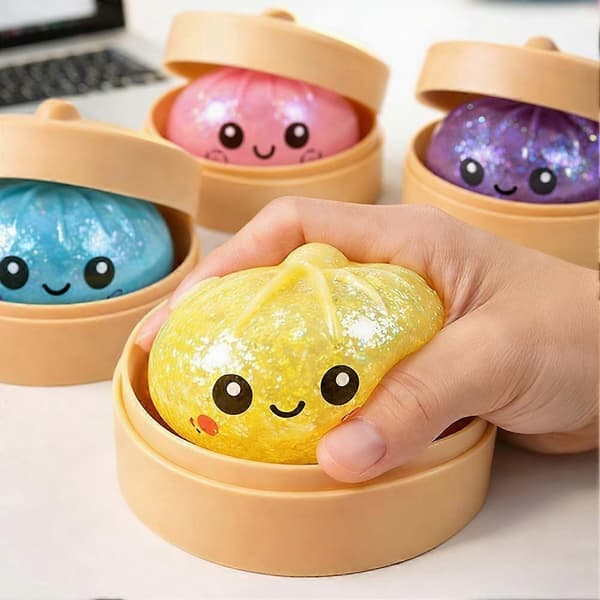 Glitter Dumpling Squishy Box Set Mjuk för Stresslindring Sensorisk Lek Present Blue