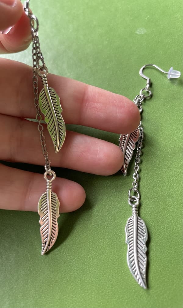 Earrings Feathers Feather Long Dangle feather Stainless Hook
