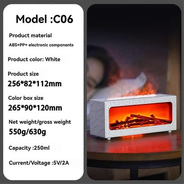 Mini eldstadsdiffusorer för eteriska oljor Eldstadsluftfuktare med fjärrkontroll Brasa Flamdiffusor 7 färger Ljus A_Kvalitetsgåvor