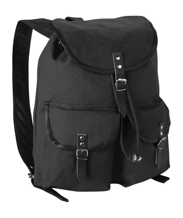 Ryggsäck i canvas med läderremmar Black - Black Trim