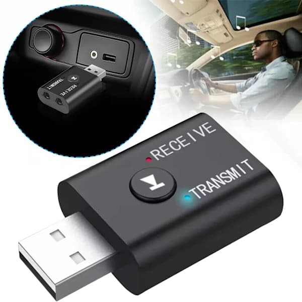USB Bluetooth lydadapter, bil Bluetooth adapter, 3.5mm AUX interface, RCA USB biladapter, dongle, stereo til elektroniske produkter.
