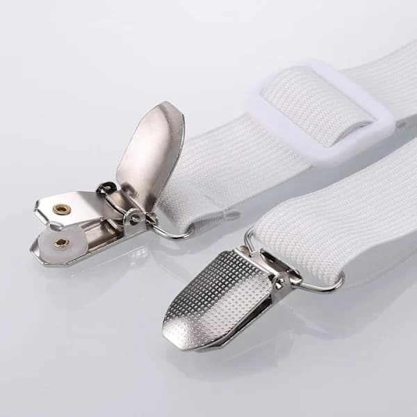 8 Bed Sheet Holders, Adjustable Sheet Fastener Straps, High Elastic Extendable Sheet Straps with Clips, Maximum Stretch Length 120 cm, White.