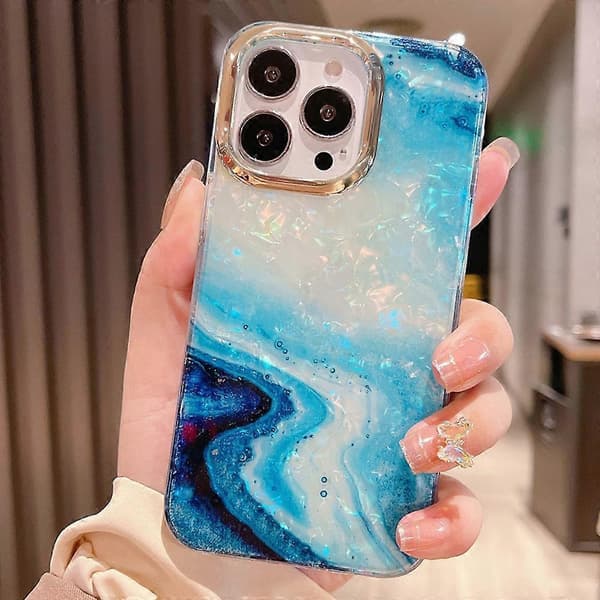 For iPhone 16 Pro Case IMD Marble Pattern TPU+PC Phone Case (Style F)