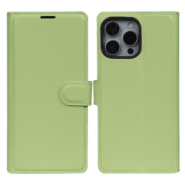 Stand Case for iPhone 15 Pro, Bio-based Eco-friendly RPET RPVB Slim Phone Case with Wallet (Light Green)