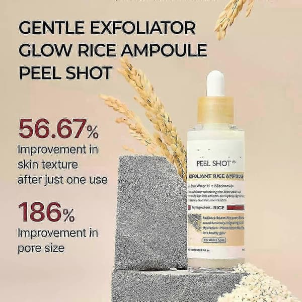 Peel Shot Glow Rice Ampul Duo Hvid risampul Sort risampul Blid eksfolierende ansigts- og kropsskrubbe Fjerner døde hudceller, hudorme (B, 2 stk)