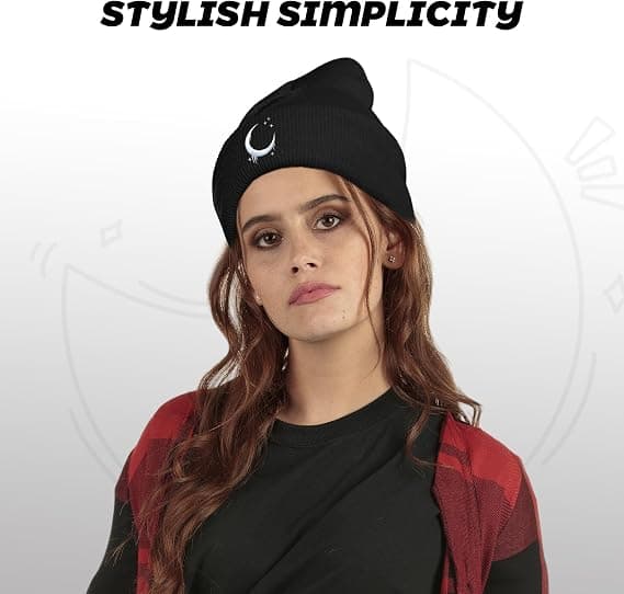 Gotisk broderad mössa, unisex, dödskalledesign, varm stickad mössa, Y2K grunge-stil, vintermössa.