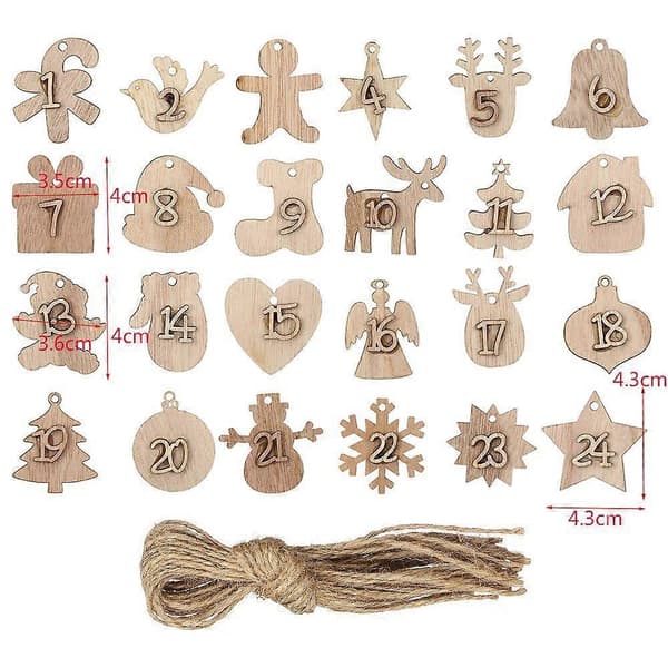 2026 24 Nedtælling Julekalender Etiket Julekalender Tal DIY Gaveposer Ophængningsmærker 2