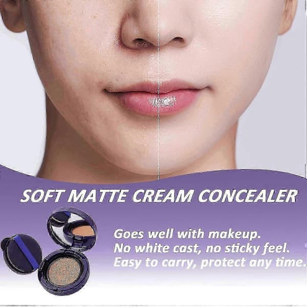 Soft Matte Cream Concealer, Waterproof and Sweatproof Foundation, Full Coverage, Moisturizing Long-Lasting Concealer for Flawless Complexion, 12g
