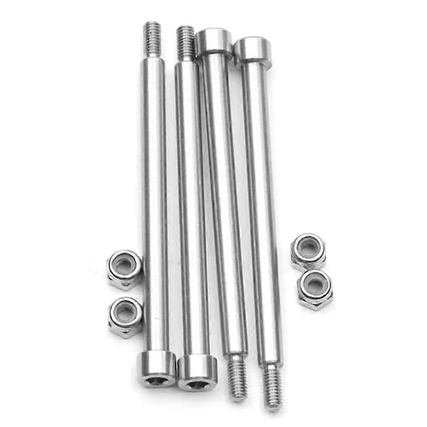 4 stk. stål 4x56 mm gjengede hengselpinner A-armpinner 70510 og M3 mutter Silver