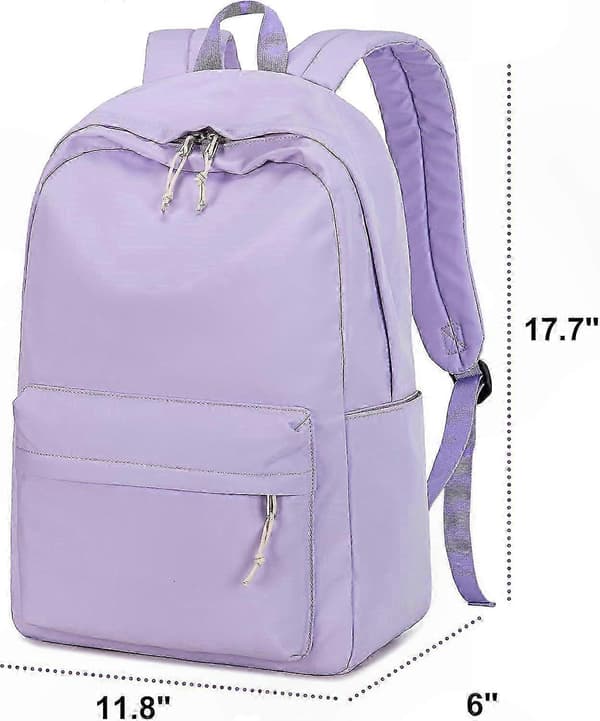 Elevrygsæk til piger - Skoletaske til folkeskole til mellemskole bærbar computer og bøger Purple