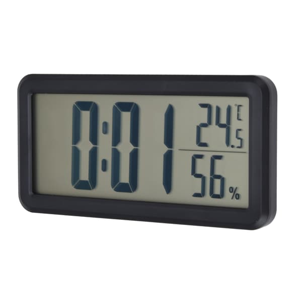 Digital Alarm Clock Portable Black Temperature Humidity Wall Mounted LCD Digital Electronic Clock for Dormitory Desk