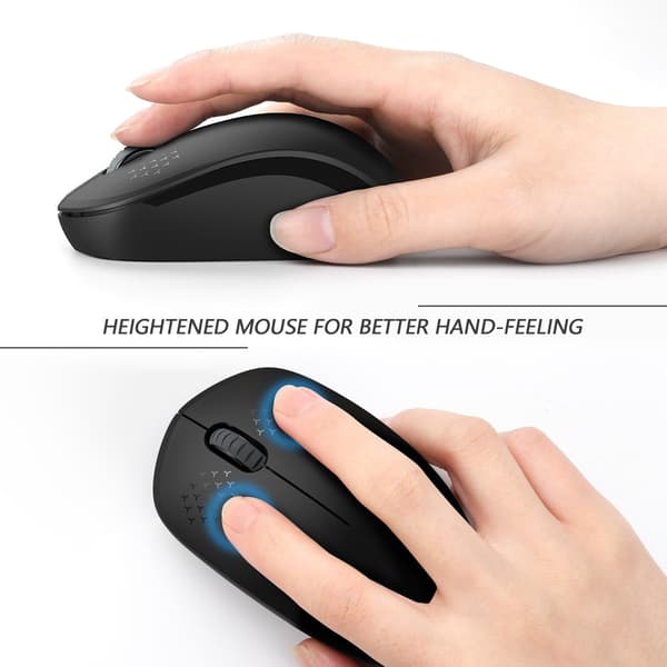 Mini Wireless Mouse, 2.4G Silent Mouse with USB Receiver - Portable Computer Mice for PC, Tablet, Laptop with Windows System (Black)