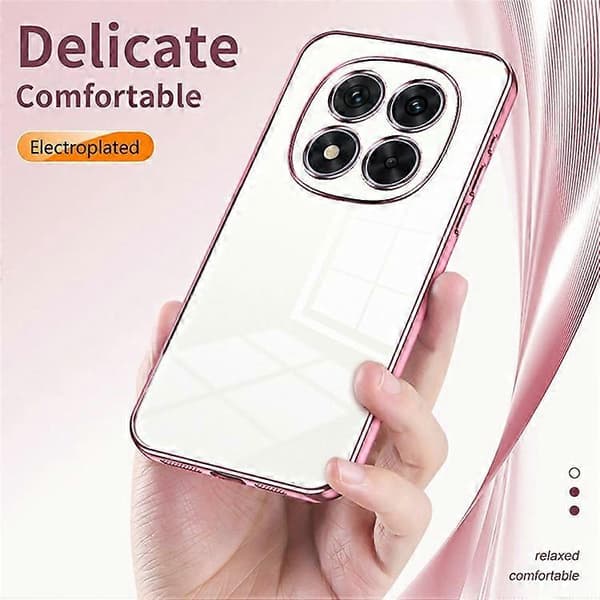 Compatible Case for Xiaomi Redmi Note 14 Pro 5G, Electroplated Frame, Soft TPU Phone Cover (Pink)