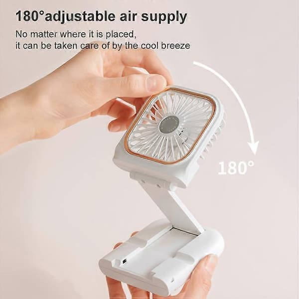 F30 Galvanisering Håndholdt Ventilator Bærbar Desktop Sammenfoldelig Lydløs USB Halsventilator, Opgraderet Version Blue